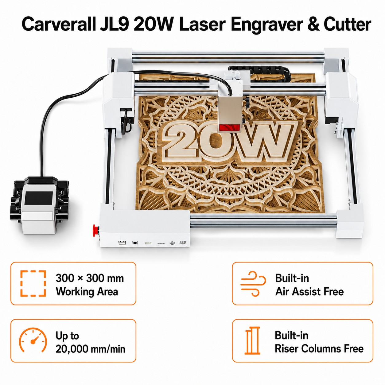 Industrial Grade Laser - Carverall JL9 20W Incisore e Tagliatrice